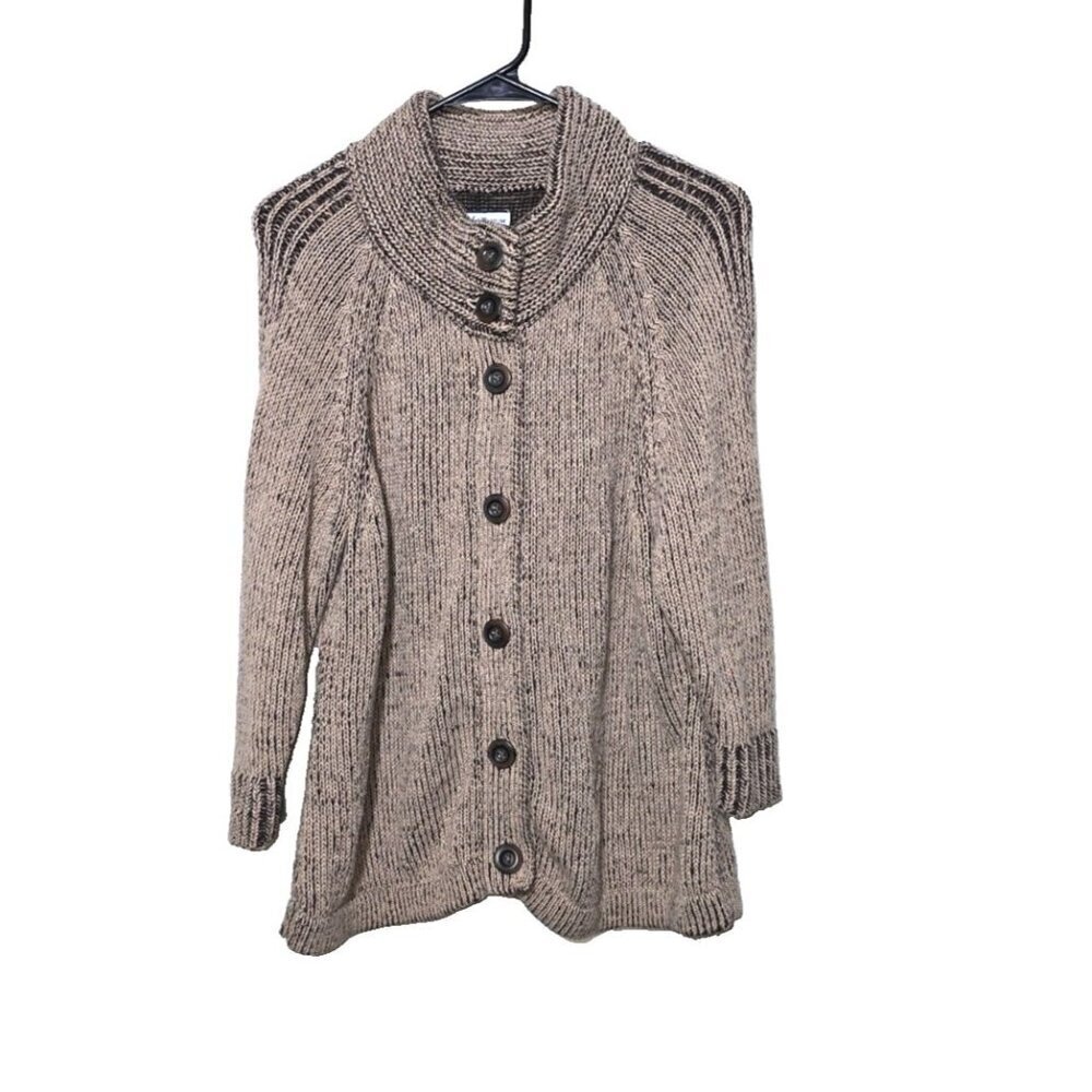 Croft & Barrow Cardigan Sz XL Full Button Chunky Lagenlook Artsy Boho Breathable